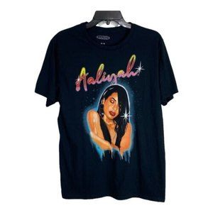 Aaliyah Womens Shirt Size Medium M Black Short Sleeve Tee Shirt Concert Tee
